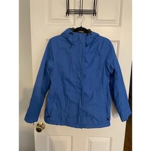 L.L.Bean Womens Small Petite Winter Warmer Jacket Blue Fleece Lined Coat Hooded